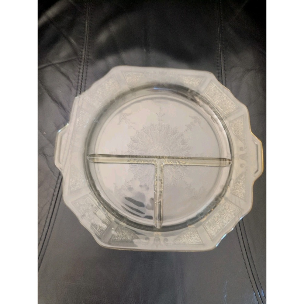 Princess Topaz 2 Glass Divided Grill Plates by Anchor EUC Hocking Sunburst Vntg